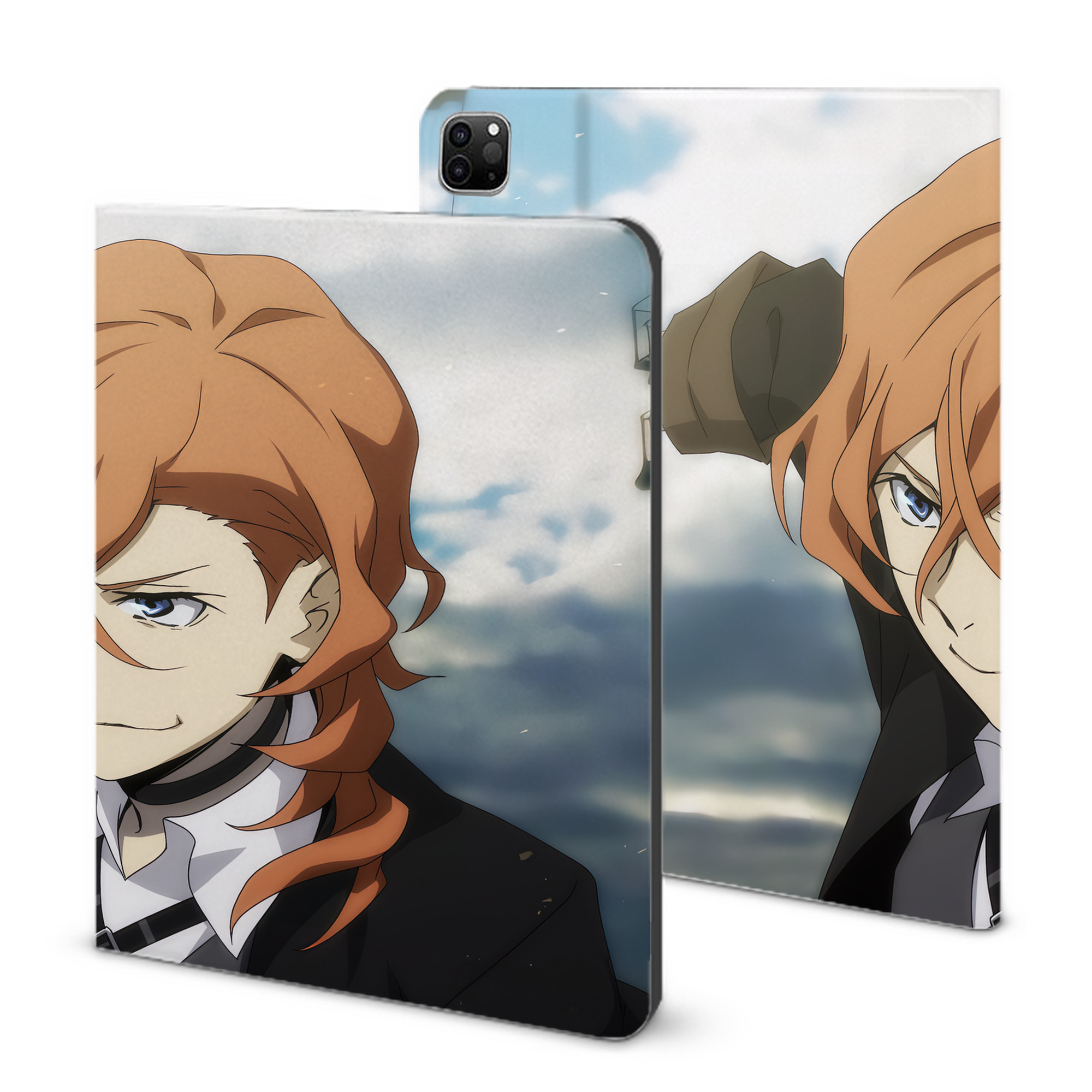 （画像用） 文豪ストレイドッグス Bungo Stray Dogs IPad ケース ブック型 PUレザー TPU 耐衝撃 軽量 薄型 ペン収納なし 全面保護 IPad 各モデル対応
